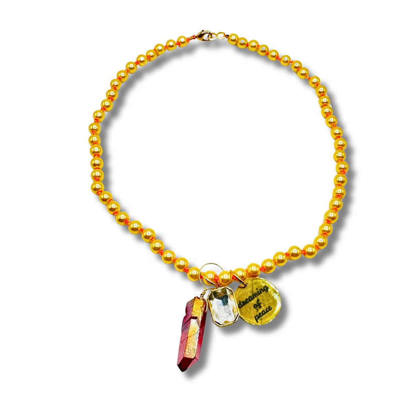 Reds, Oranges, Yellows Convertible Necklace and Bracelet Combination