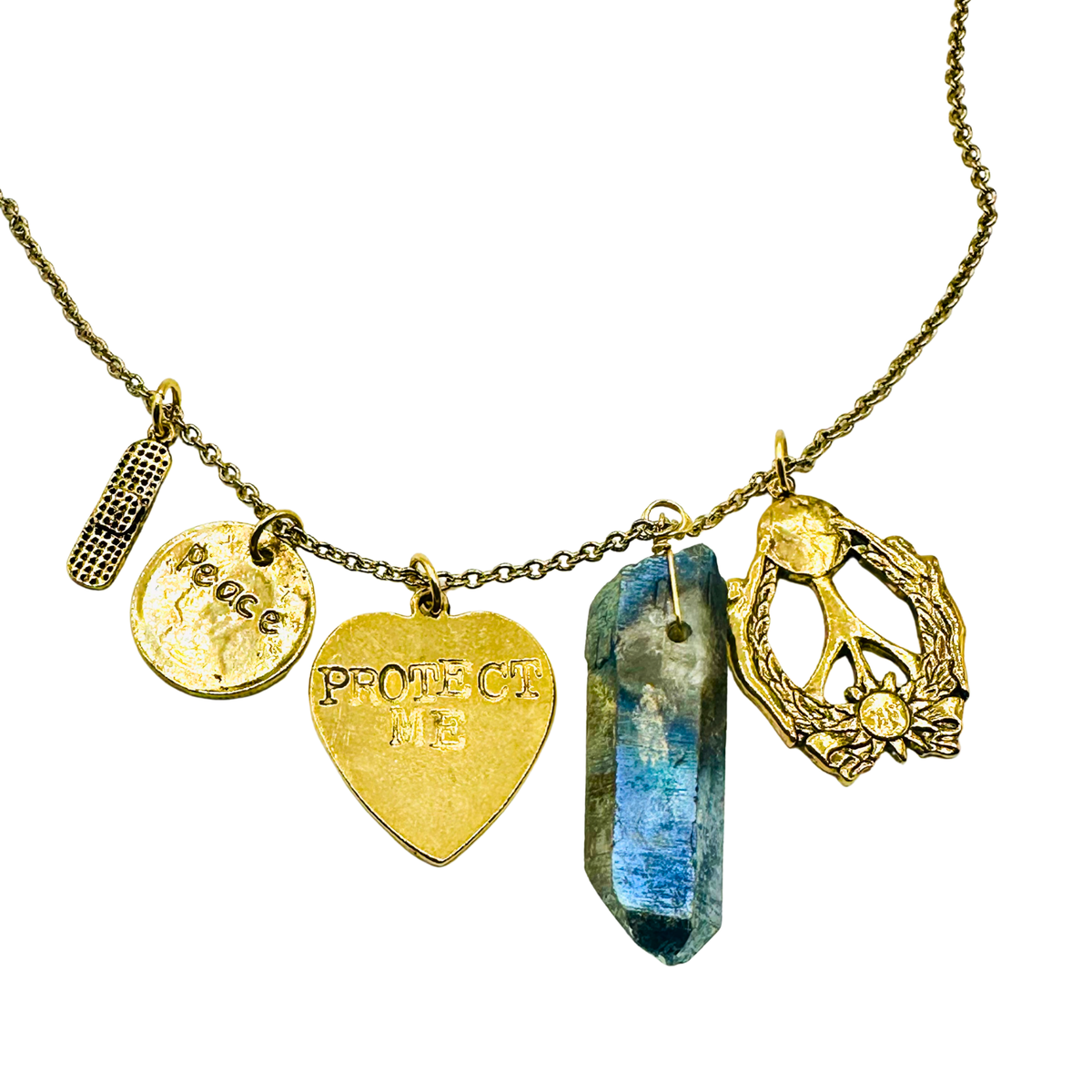 Protect My Peace – Blue Quartz Crystal Talisman Necklace
