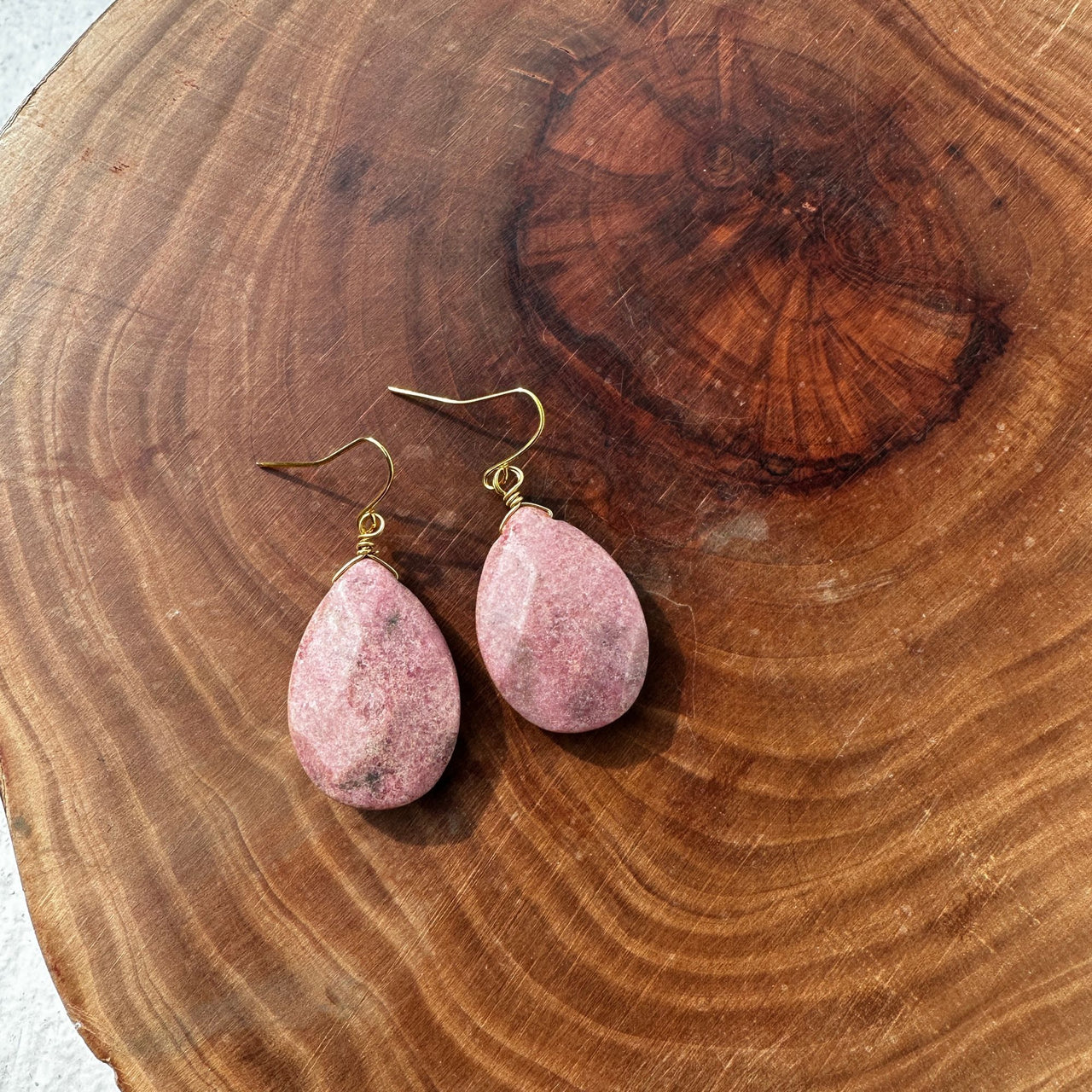 Versatile Pink Rhodonite Drop Earrings