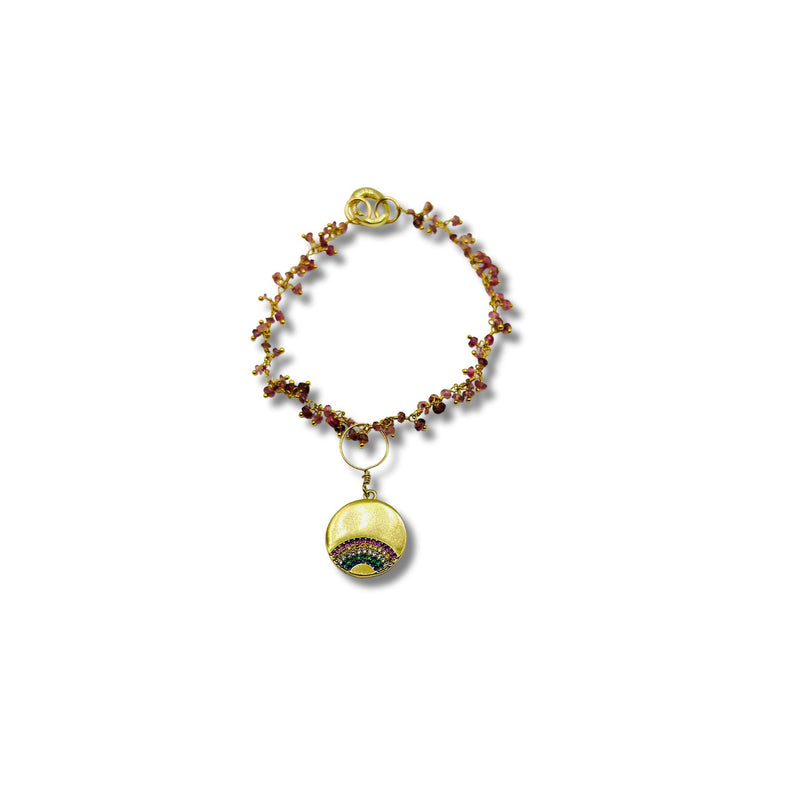 Rainbow Tourmaline, Bubble Chain, Garnet Convertible Necklace, Bracelet, Layering Piece