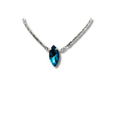 Aqua Blue Marquee Rhinestone Silver Statement Necklace