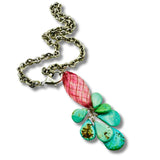 Hand Blown Murano Glass with Turquoise Convertible Necklace