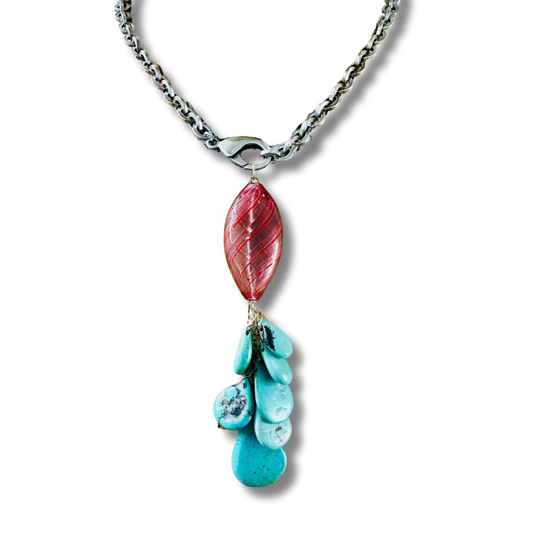 Hand Blown Murano Glass with Turquoise Convertible Necklace