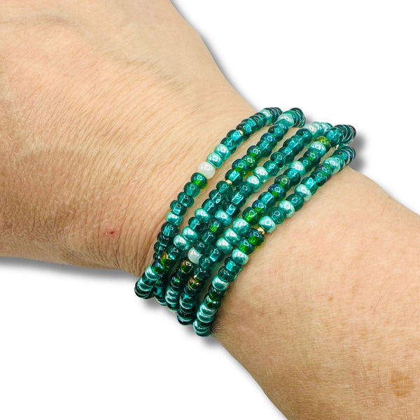 Gorgeous in Greens Bracelet, Necklace and Anklet Wrap Handmade