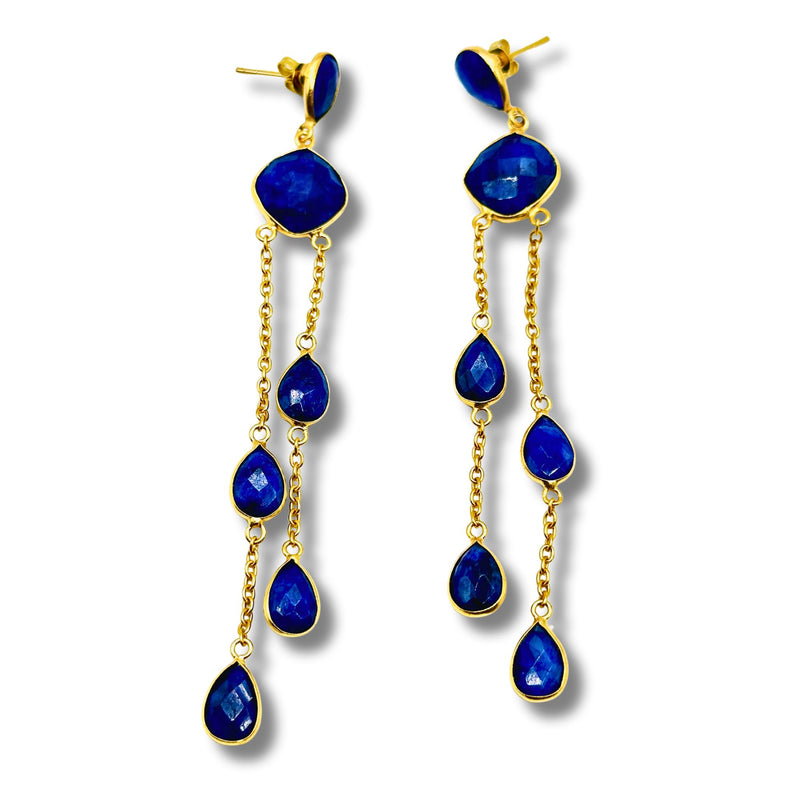 Blue Lapis Waterfall Earrings