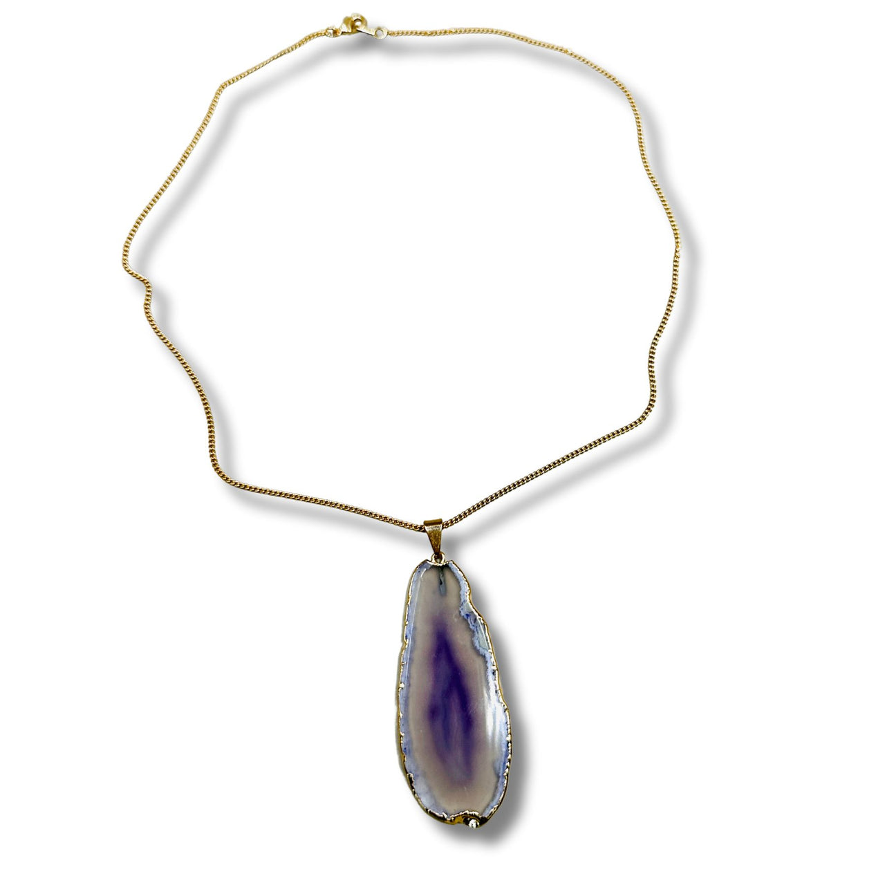 Electroformed Lavender Agate Slice Necklace