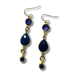 Sapphire, Lapis and Amethyst Gemstone Drop Earrings