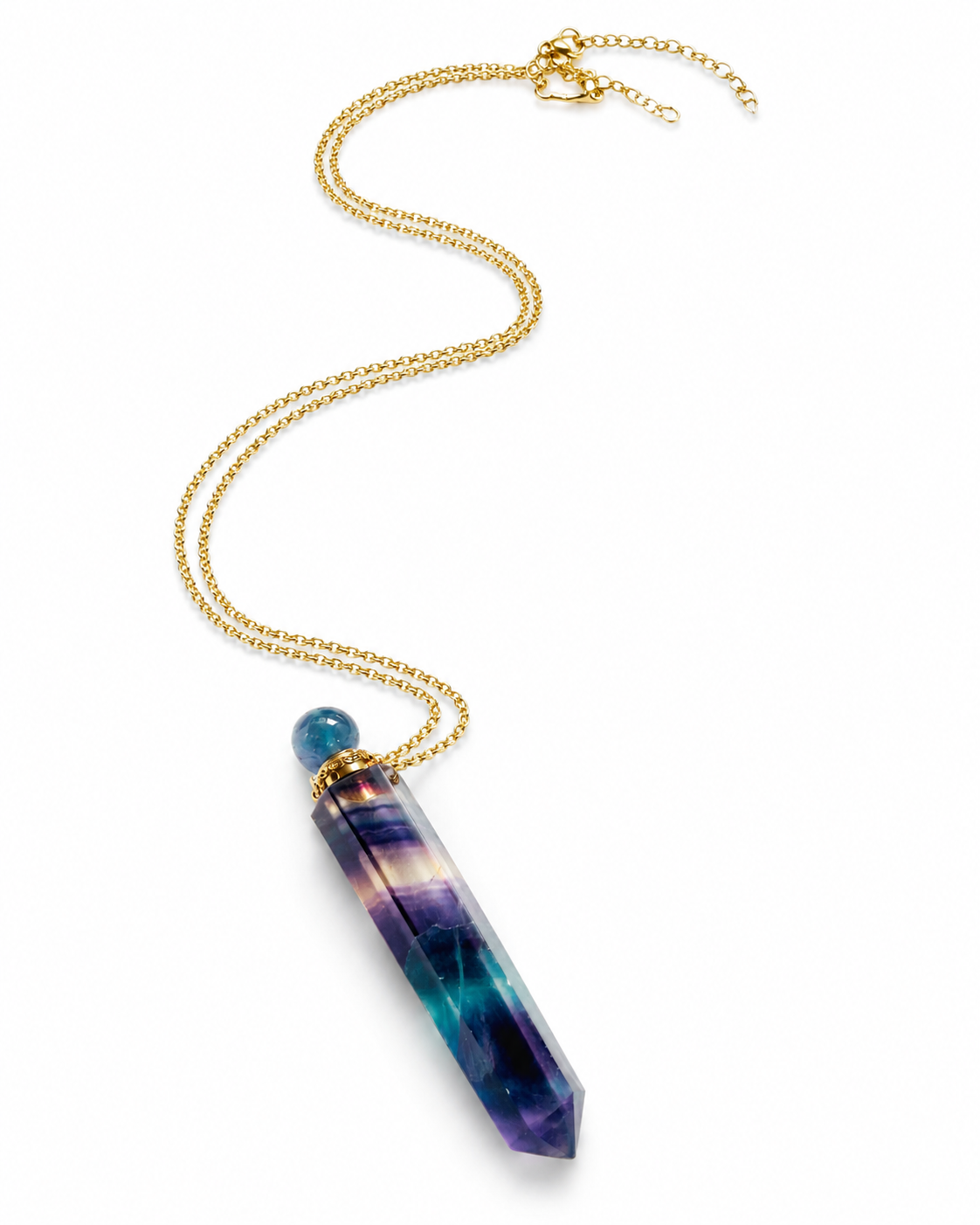 Fluorite Perfume Bottle Essential Oil Necklace