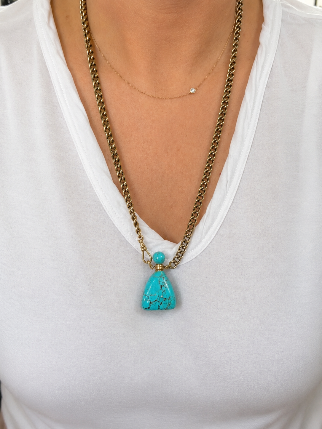 Turquoise Howlite Perfume Bottle Essential Oil Necklace
