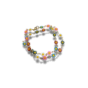 Colorful flower-shaped necklace on a white background