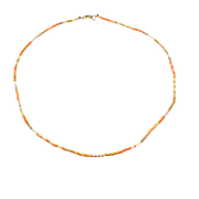 Necklace with multicolored beads on a white background