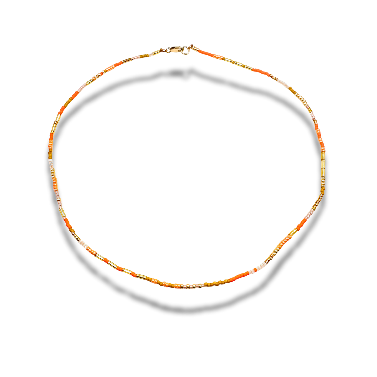Courage Orange Japanese Seed Bead Necklace