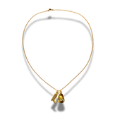 Gold necklace with a pendant on a white background