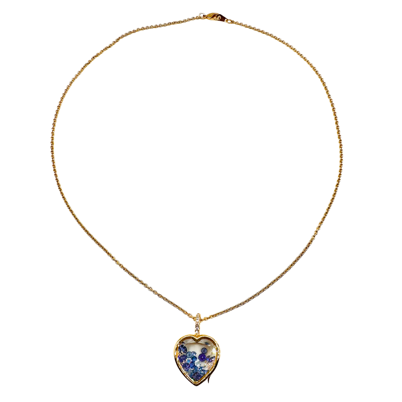 Iolite, Amethyst, Crystal Heart Locket with Pave CZ