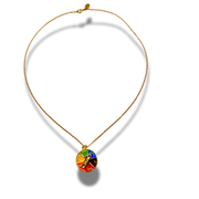 Necklace with a colorful pendant on a white background