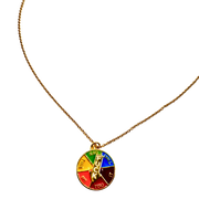 Colorful pendant necklace on a white background