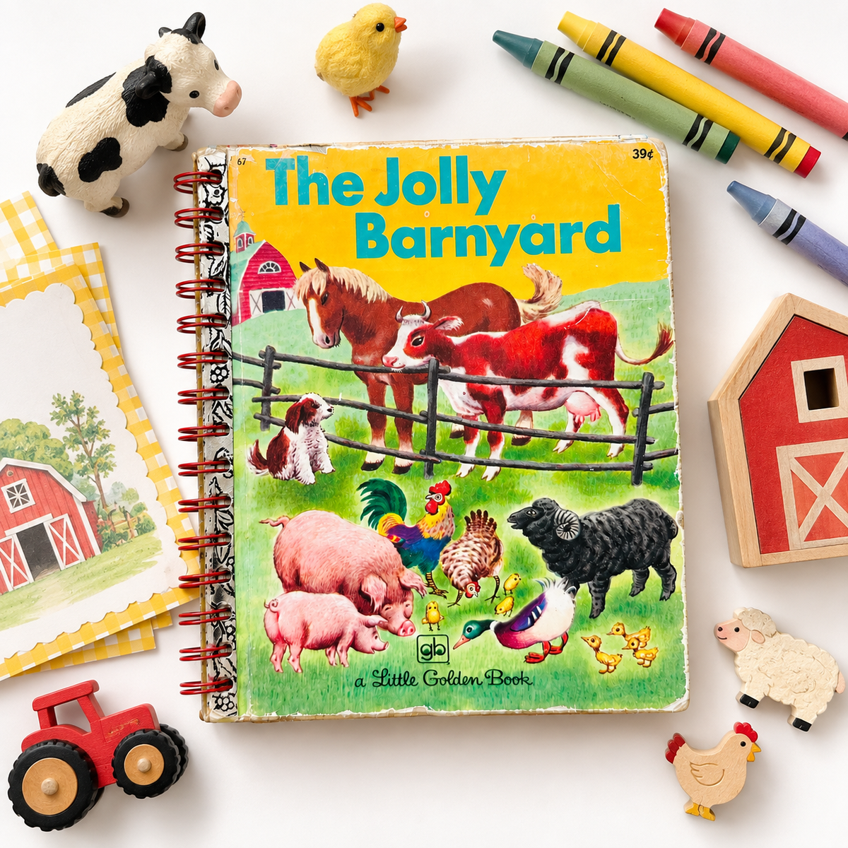 The Jolly Barnyard Vintage Little Golden Book Journal | Handmade