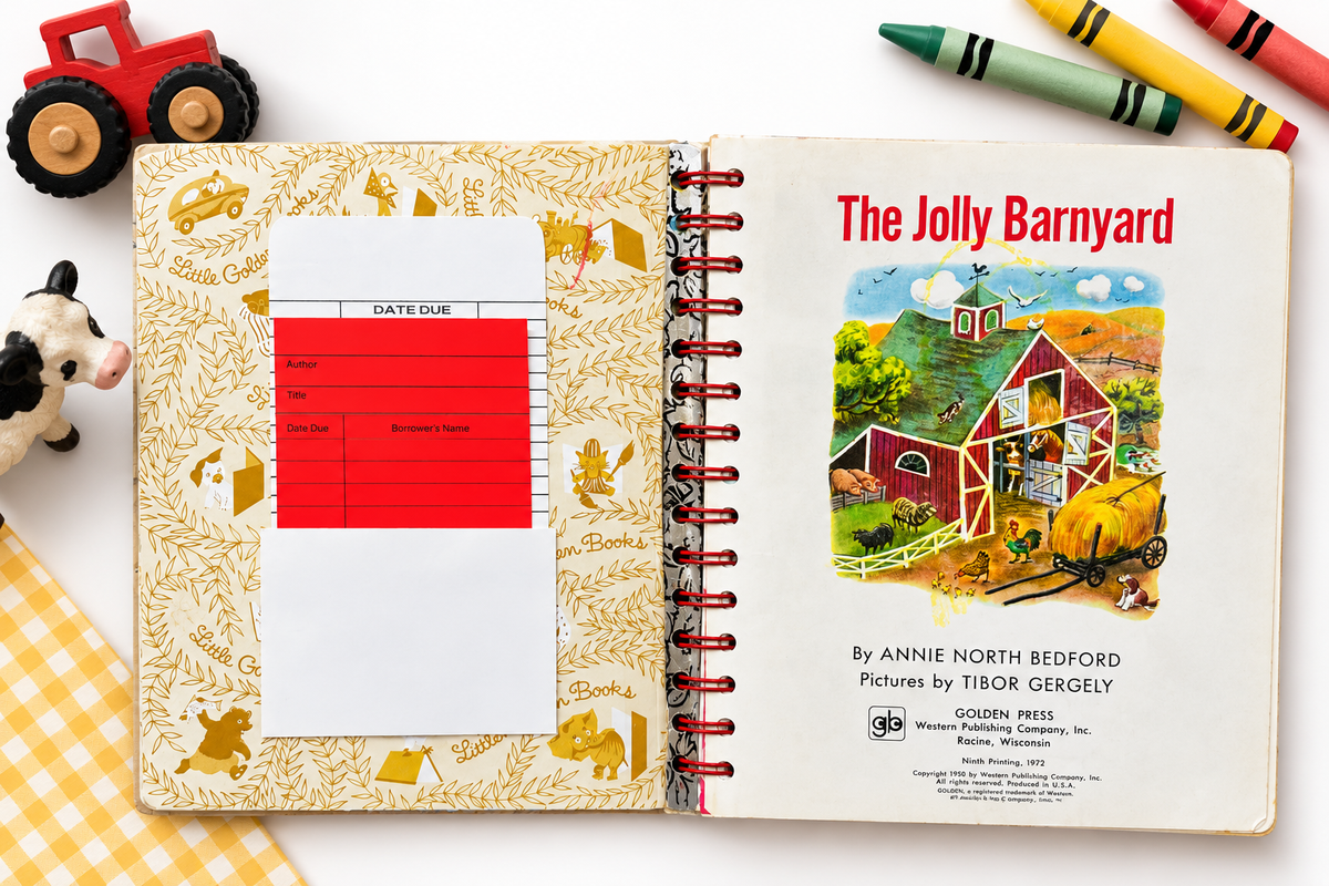 The Jolly Barnyard Vintage Little Golden Book Journal | Handmade