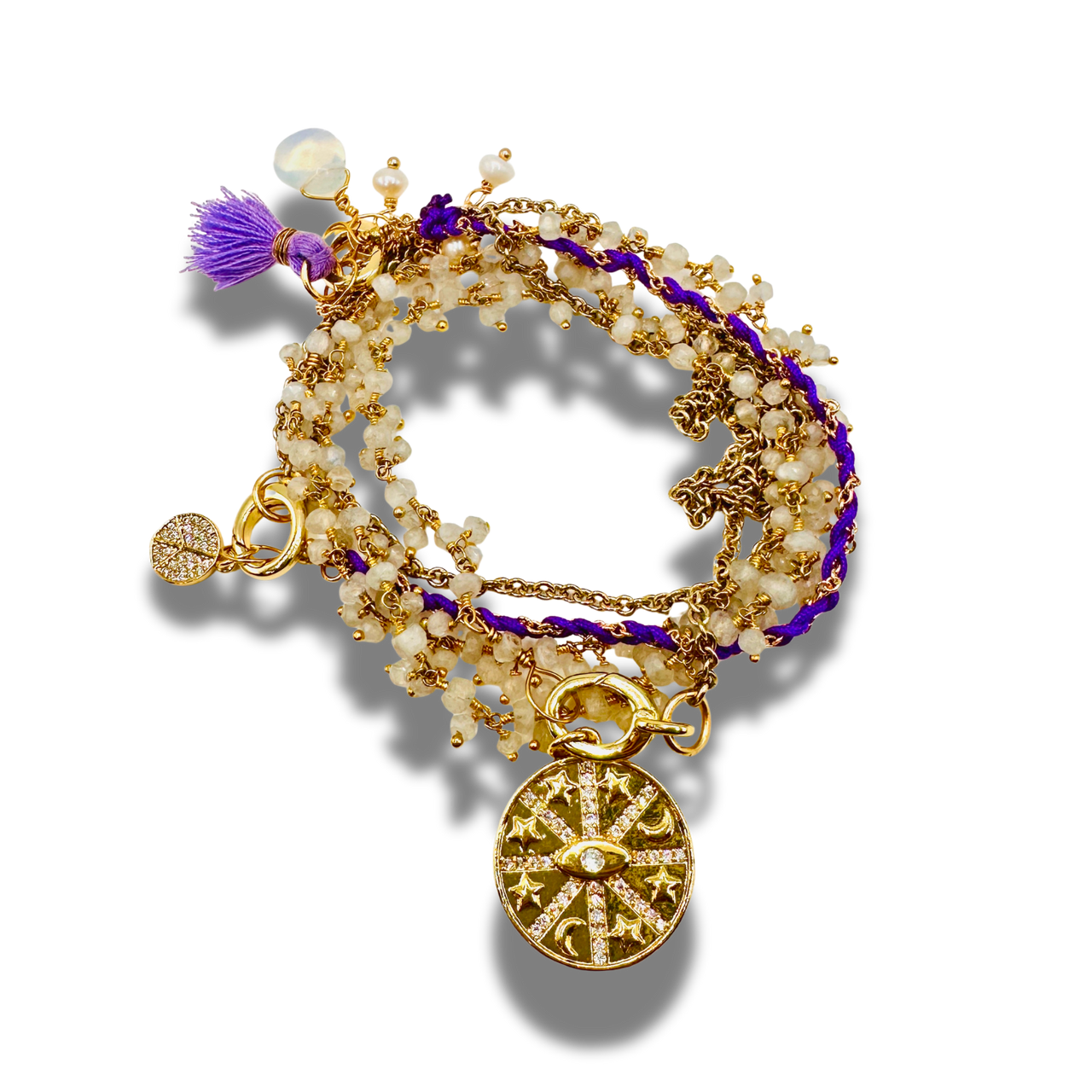 Protection Convertible Necklace & Bracelet Set with Moonstone & Opalite