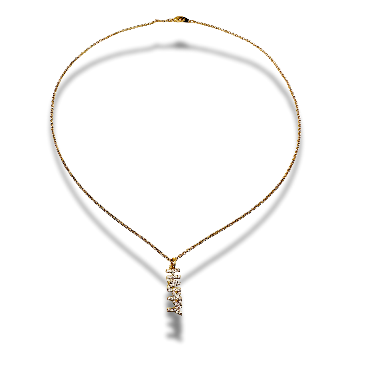 happy pave CZ charm necklace