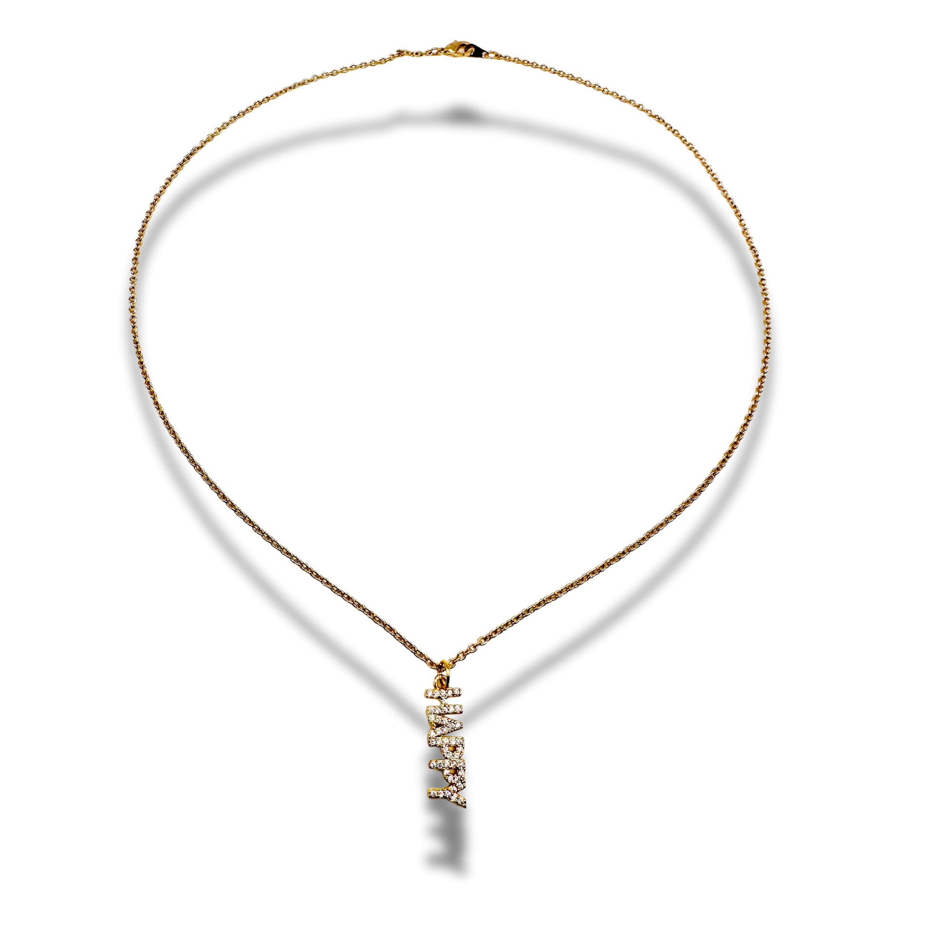 happy pave CZ charm necklace
