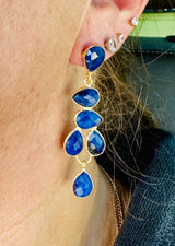 Blue Lapis Bezel Set Earrings