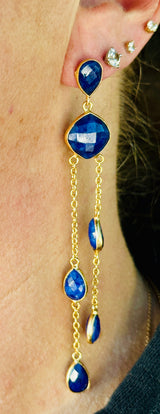 Blue Lapis Waterfall Earrings