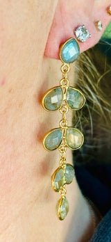 Labradorite Bezel Set Dangle Earrings