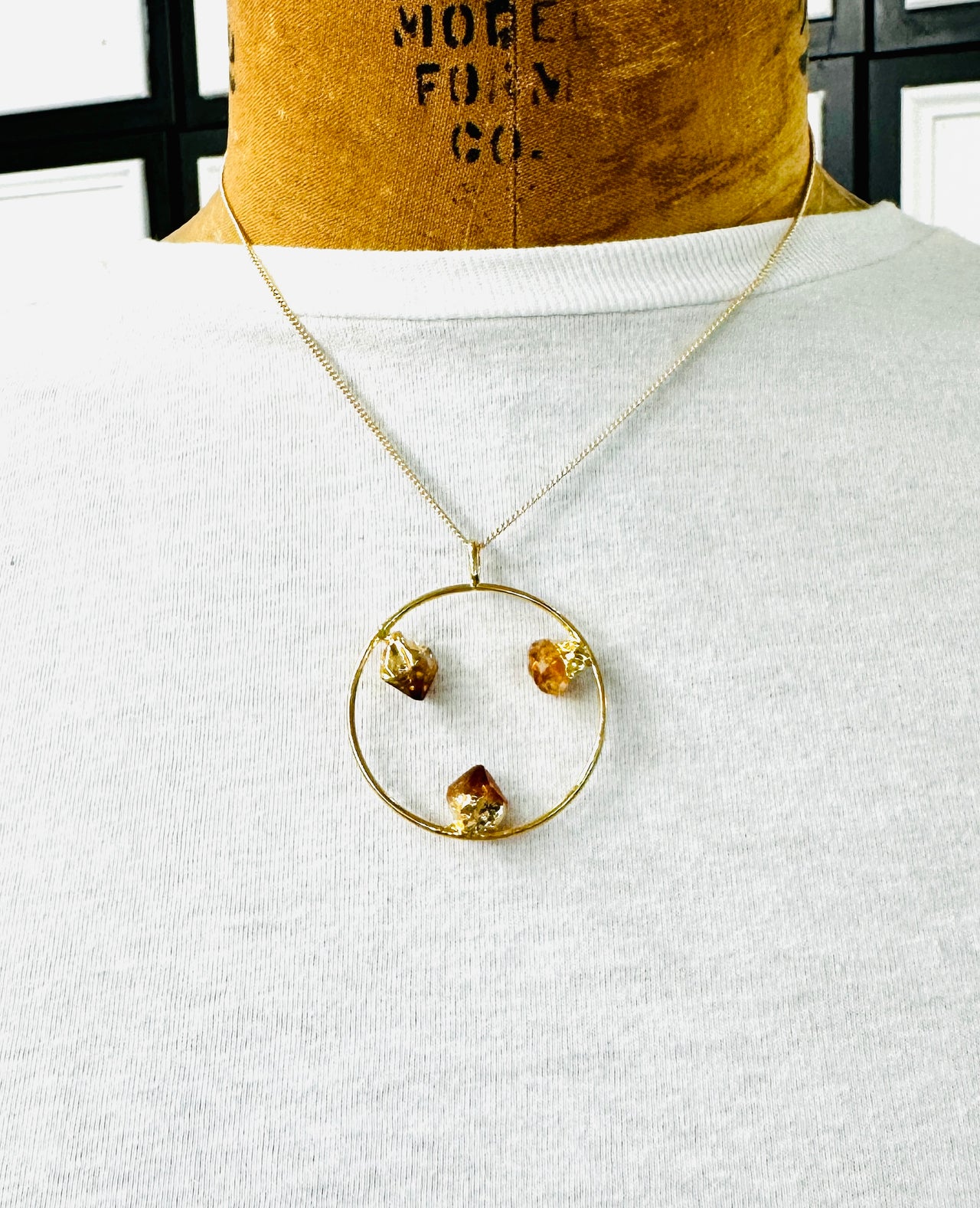 Electroformed Raw Citrine Circular Necklace