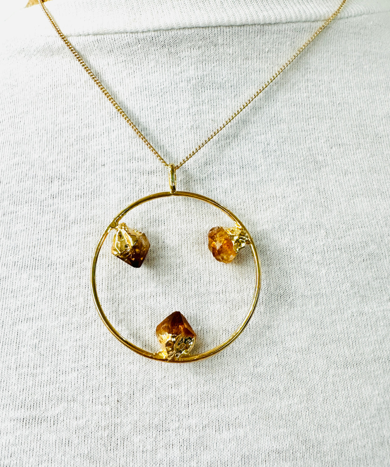 Electroformed Raw Citrine Circular Necklace