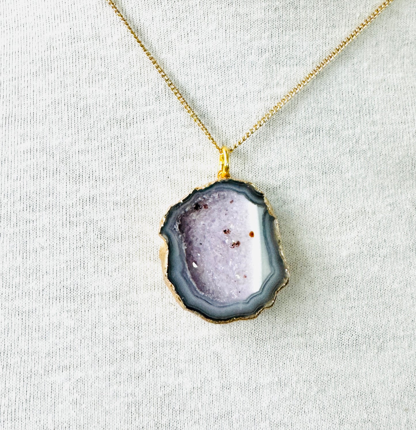 Geode Agate Slice Electroformed Necklace