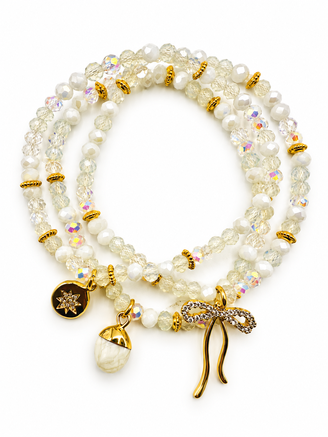 Winter White Crystal Bracelet Stack with Pavé Charms