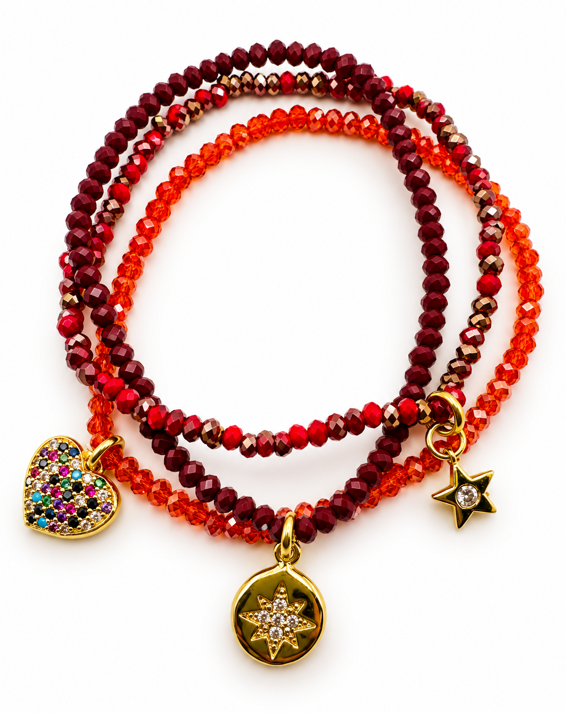 Mini Crystal Bracelet Stack with Pavé Heart & Star Charms