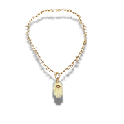 Necklace with a Hamsa hand pendant on a white background