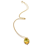 Gold necklace with a pendant on a white background