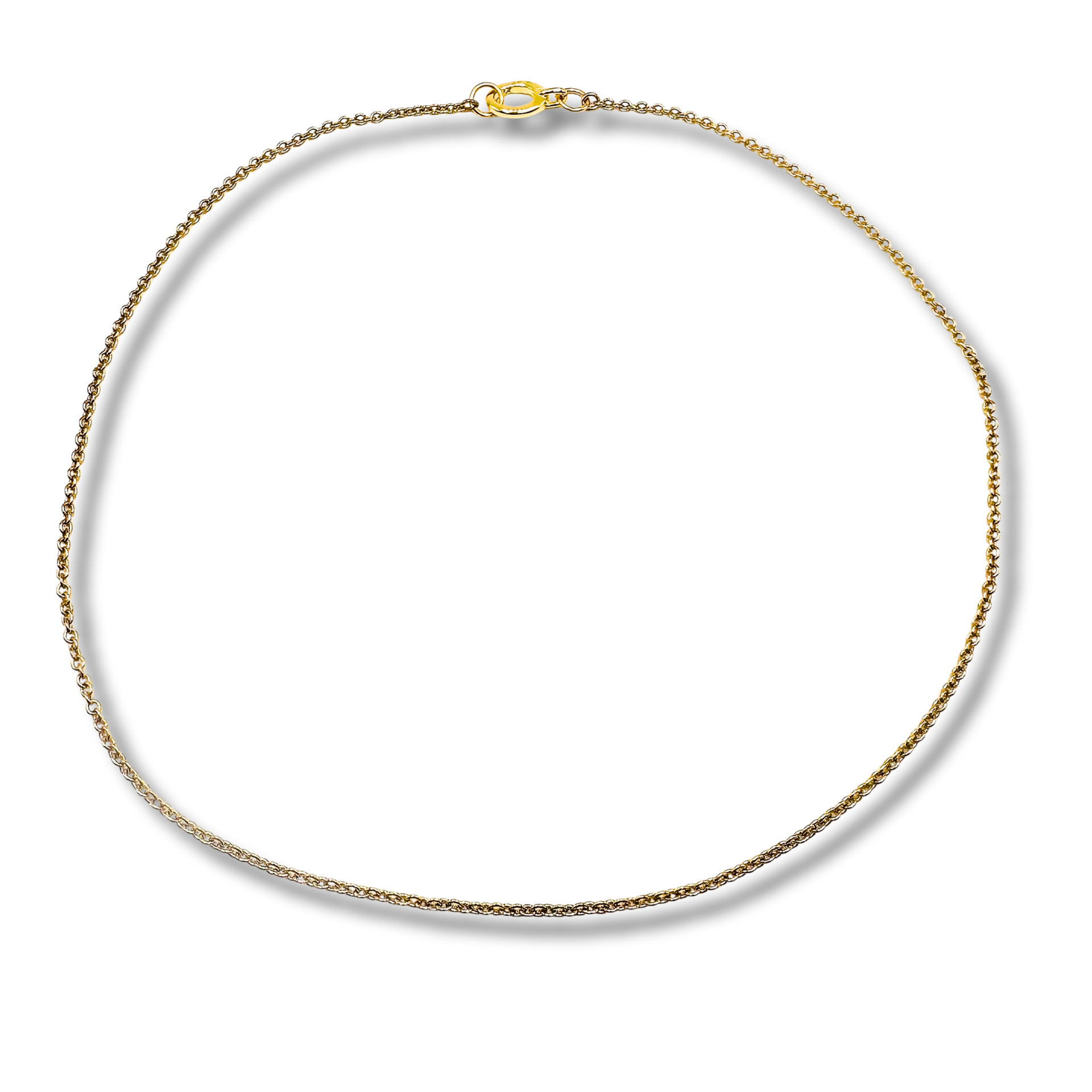 Gold necklace on a white background