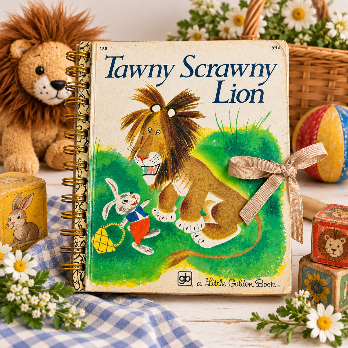 Tawny Scrawny Lion Vintage Book Journal | Handmade LGB