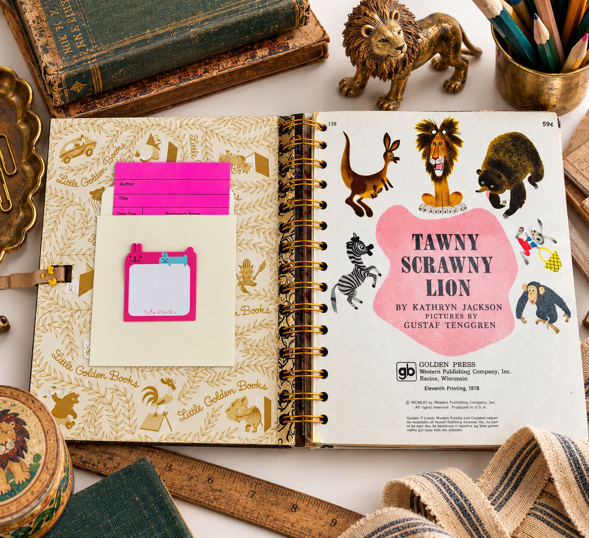 Tawny Scrawny Lion Vintage Book Journal | Handmade LGB