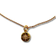 Gold necklace with a star-shaped pendant on a white background
