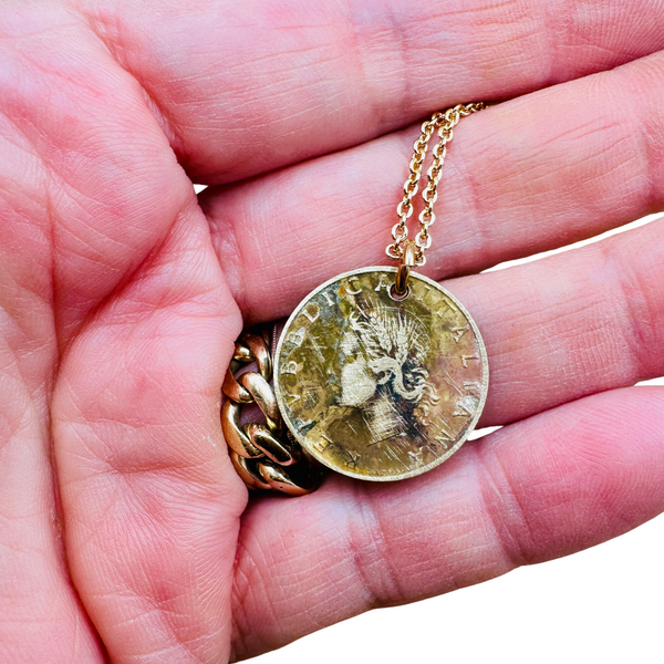 Genuine Distressed Gold Coin One of A Kind Necklace