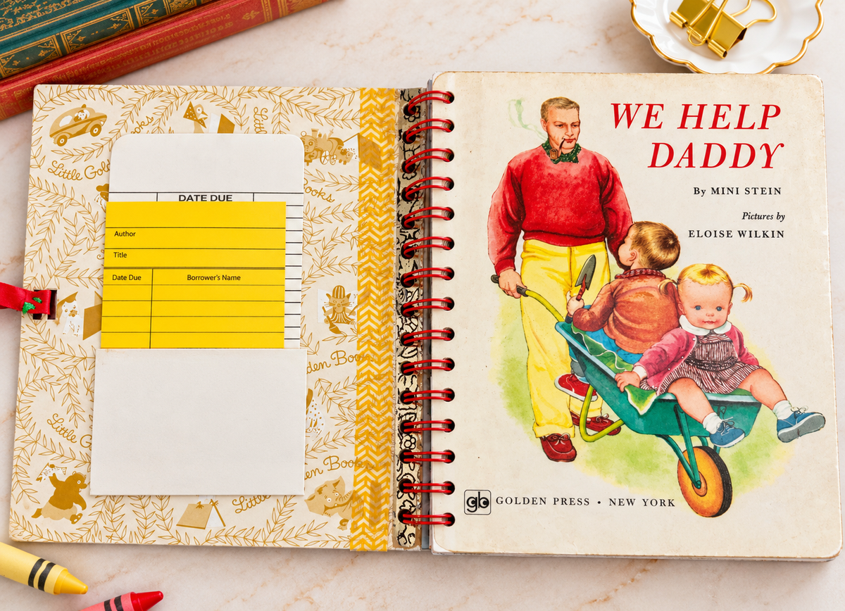 We Help Daddy Vintage Little Golden Book Journal | Handmade