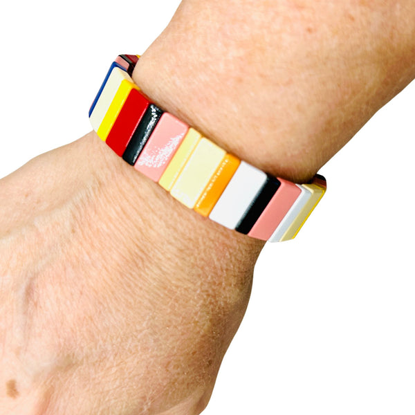Enamel Bead Stretch Rainbow Bracelet