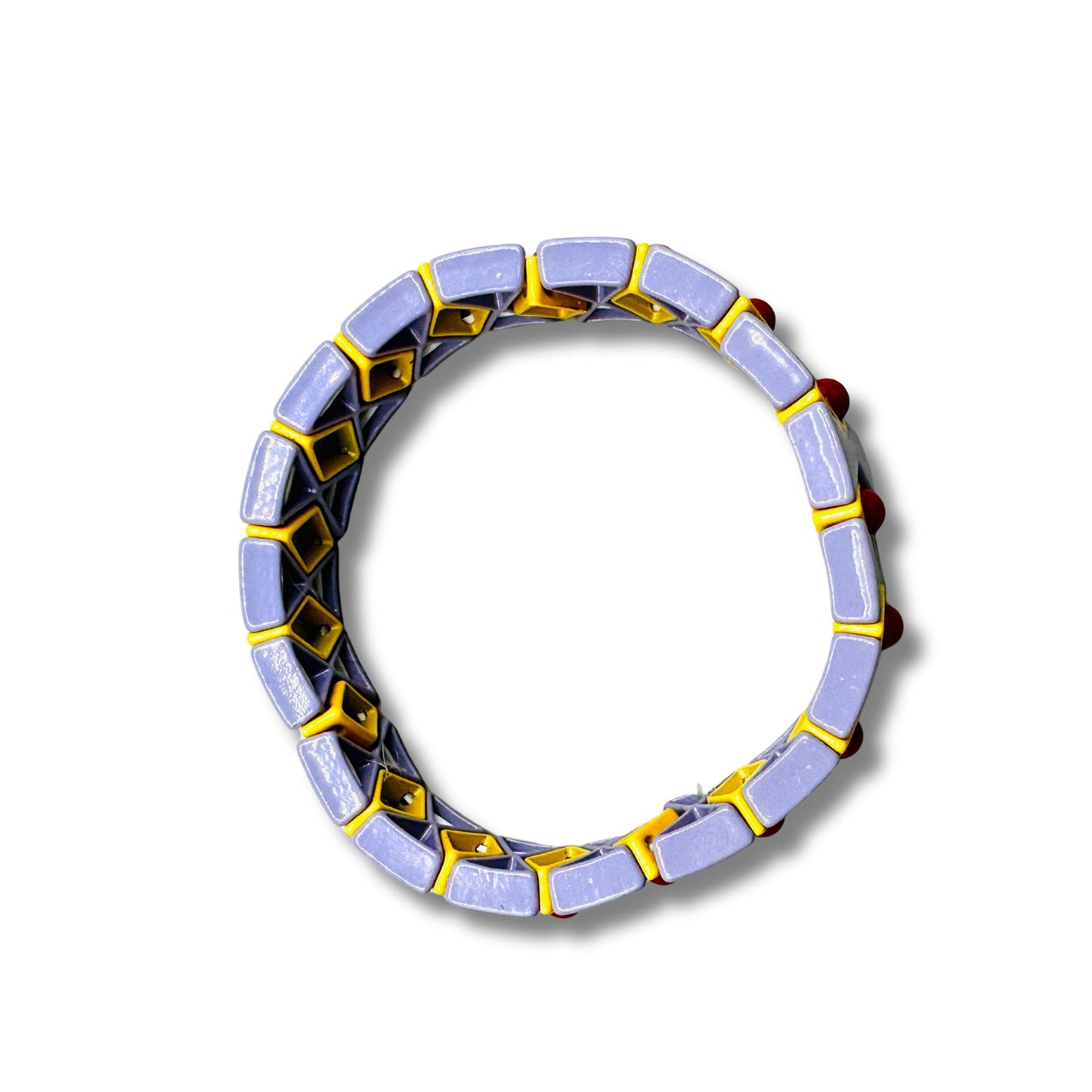Lavender, Yellow and Red Diamond Pattern Enamel Stretch Bracelet