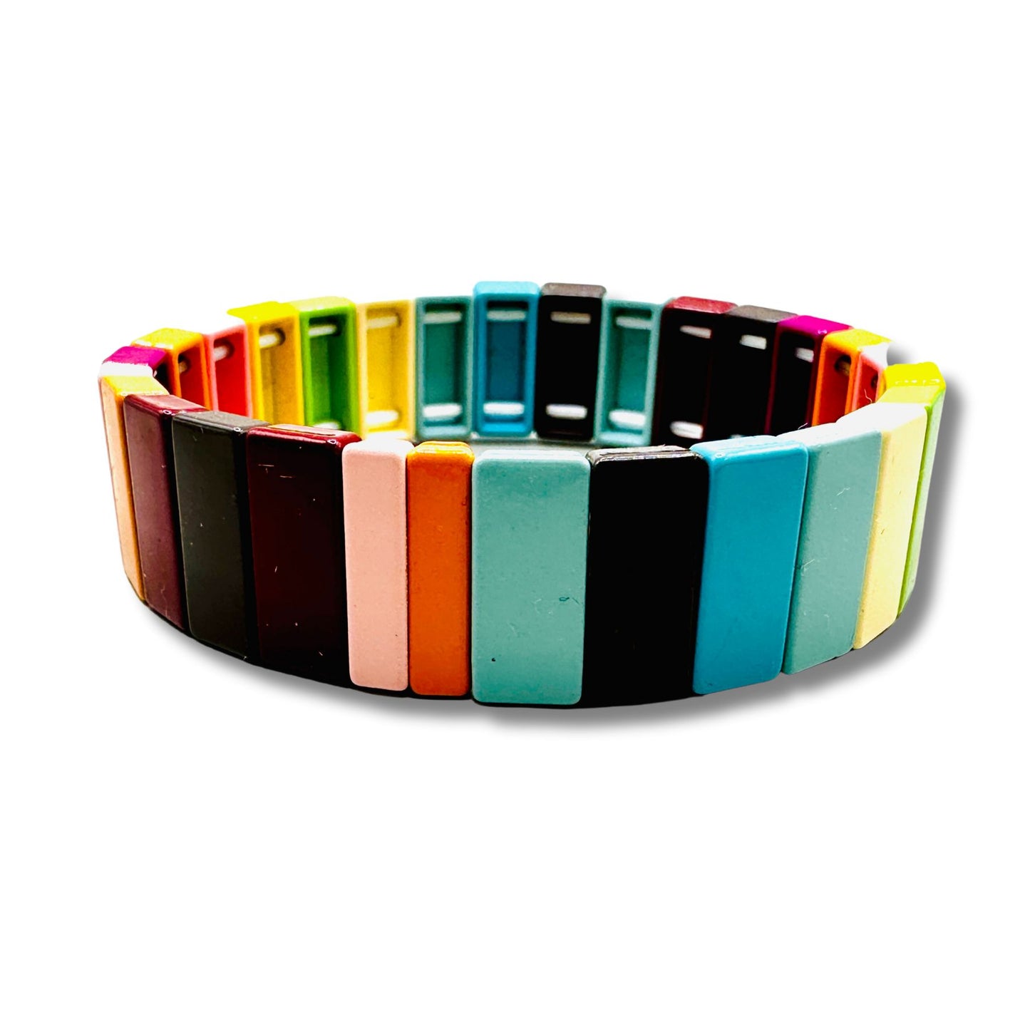 Fun and Fabulous Rainbow Enamel Stretch Bracelet