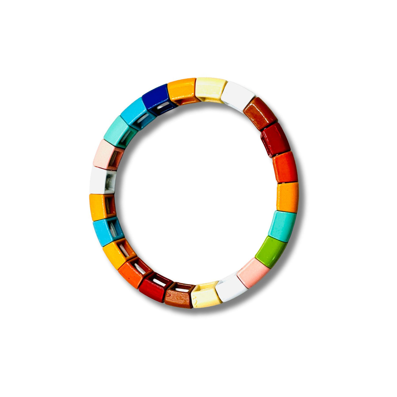 Curved Rainbow Enamel Stretch Bracelet