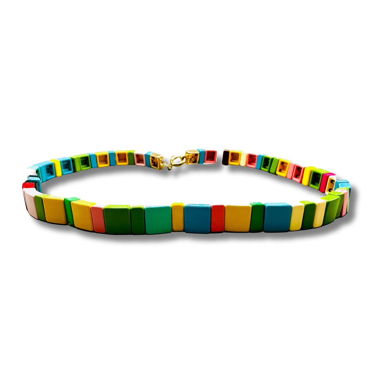 Pastel Rainbow Enamel Stretch Choker Necklace