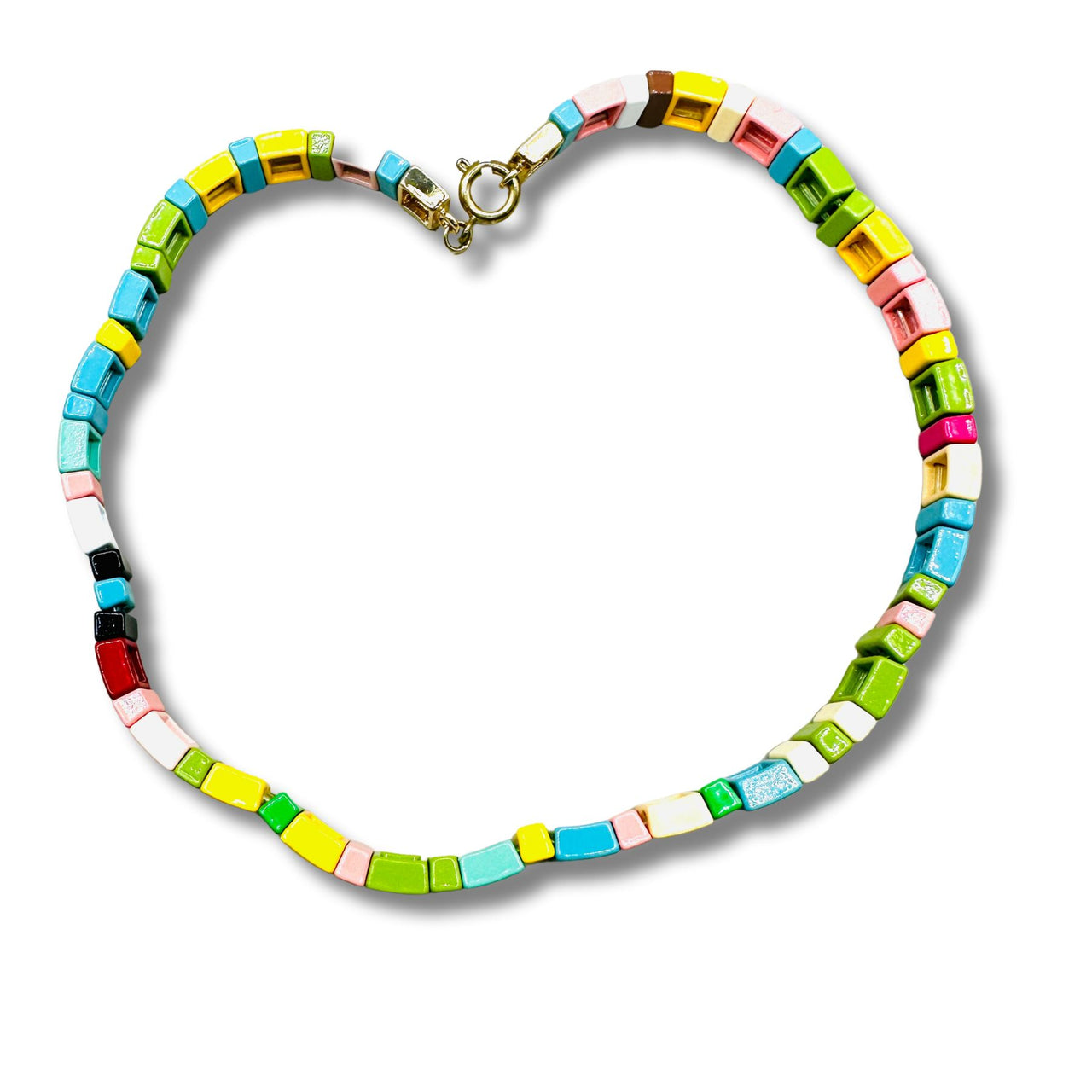 Pastel Rainbow Enamel Stretch Choker Necklace