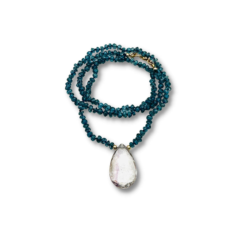 Apatite Hand Knotted Moon Crystal Quartz Necklace