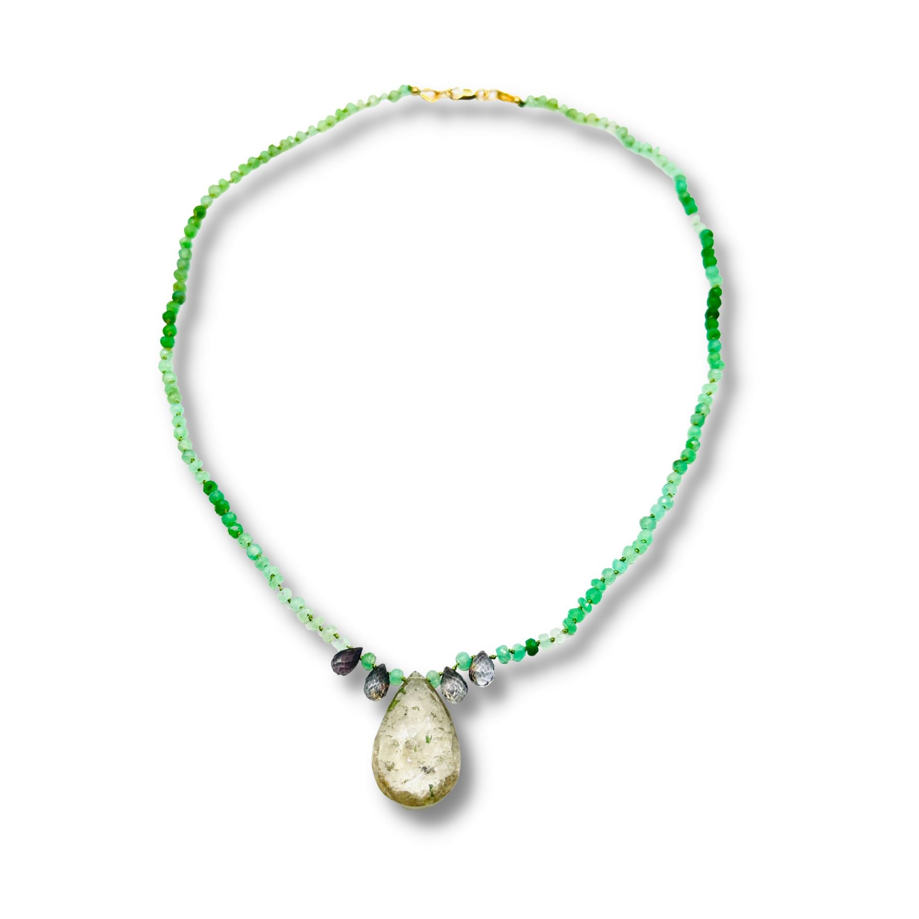 chrysoprase, iolite, necklace, crystal quartz