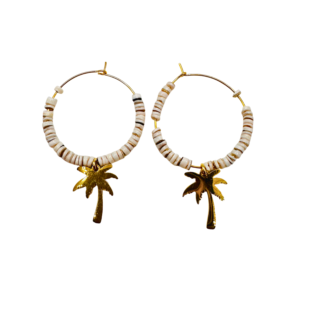 Beach Dreaming Shell, Palm Tree Hoop Earrings